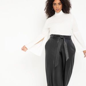 Eloquii Tie Waist Wide Leg Faux Leather Pant